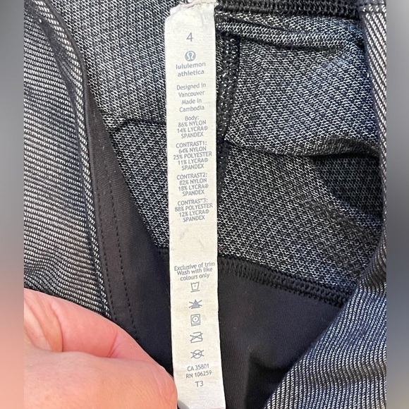 Lululemon Wunder Under 22” Crop Sashiko Black Mid Rise Legging Petal Camo Gray 4 - Picture 8 of 8